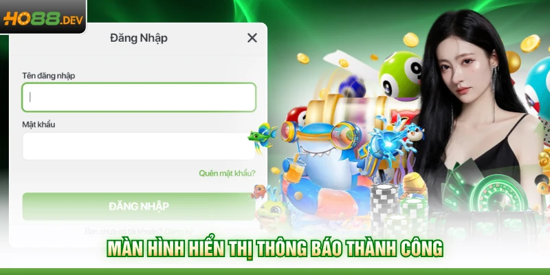 Màn hình hiển thị thông báo thành công